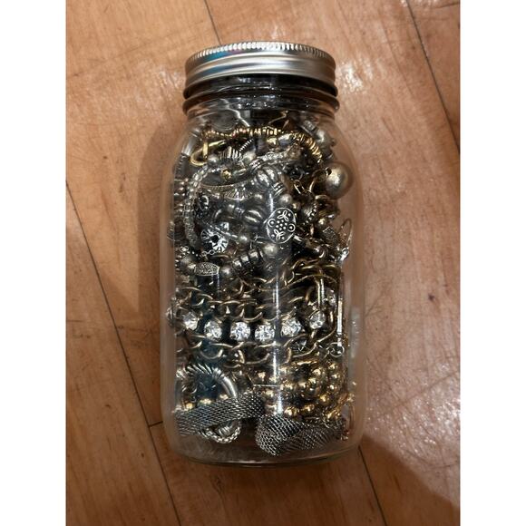 Mystery Jewelry Jar - Mixed Metals Silver Gold 55 Pieces - Picture 1 of 13